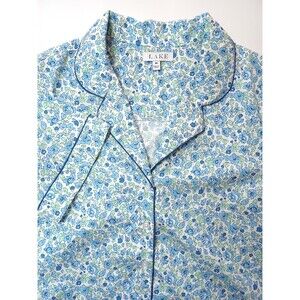 LAKE Pajamas Sleepwear Top Medium Poplin Button Up Ditsy Floral Cottage Preppy